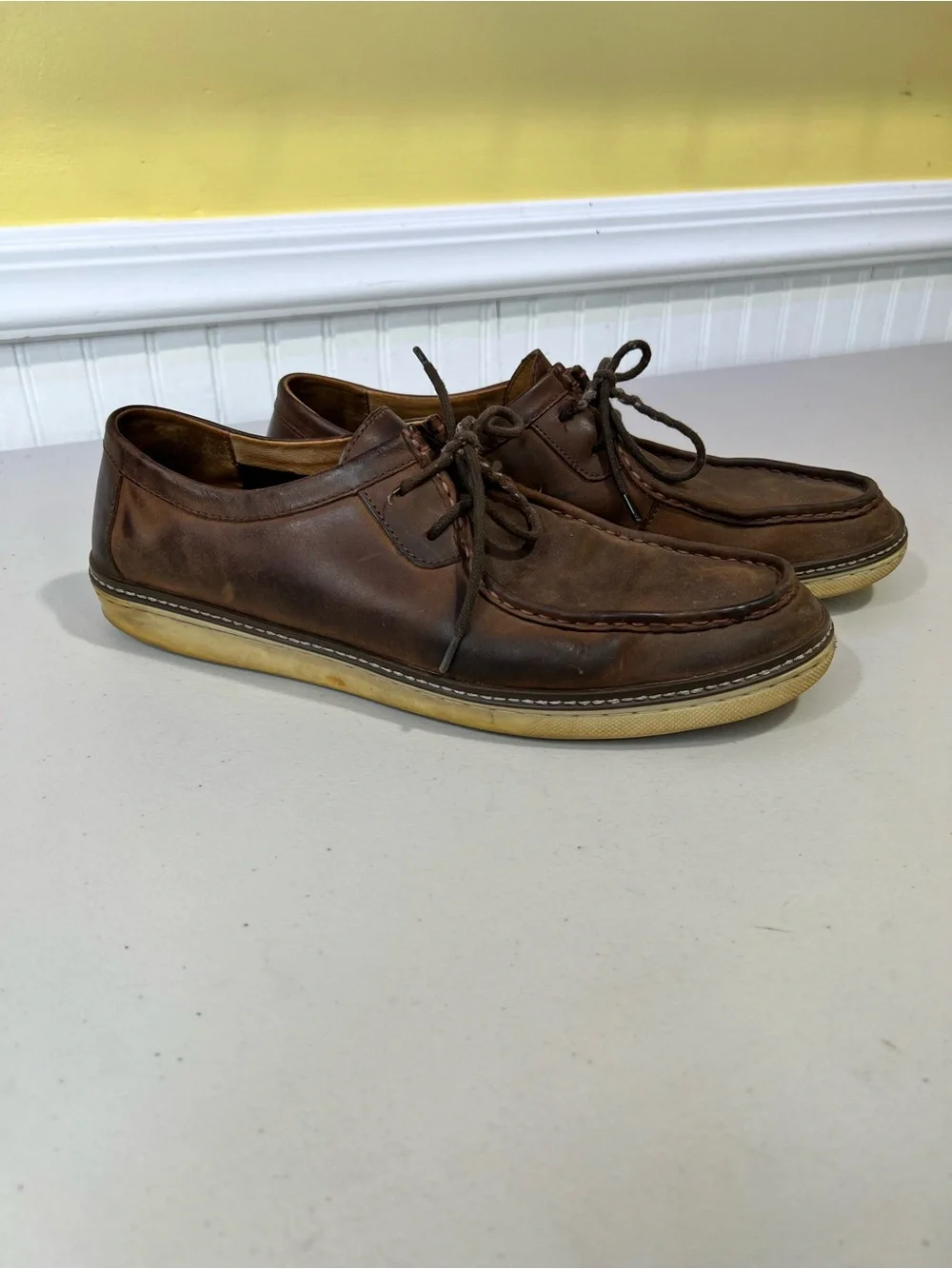 Men's Johnson and Murphy Brown Leather Casual Lace-Up Boat Shoes